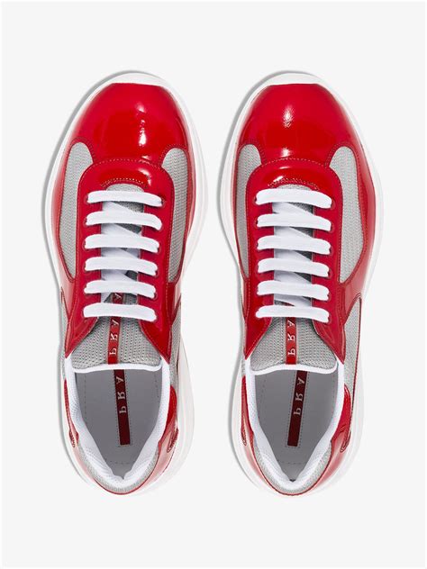 prada leather sneakers red|prada sneakers women.